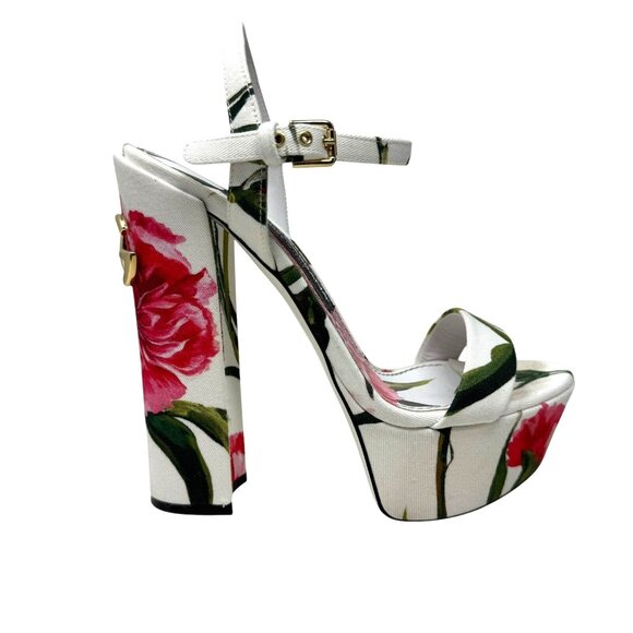 Dolce & Gabbana floral-print platform sandals Womens Size 37 7 With Box - Picture 2 of 15